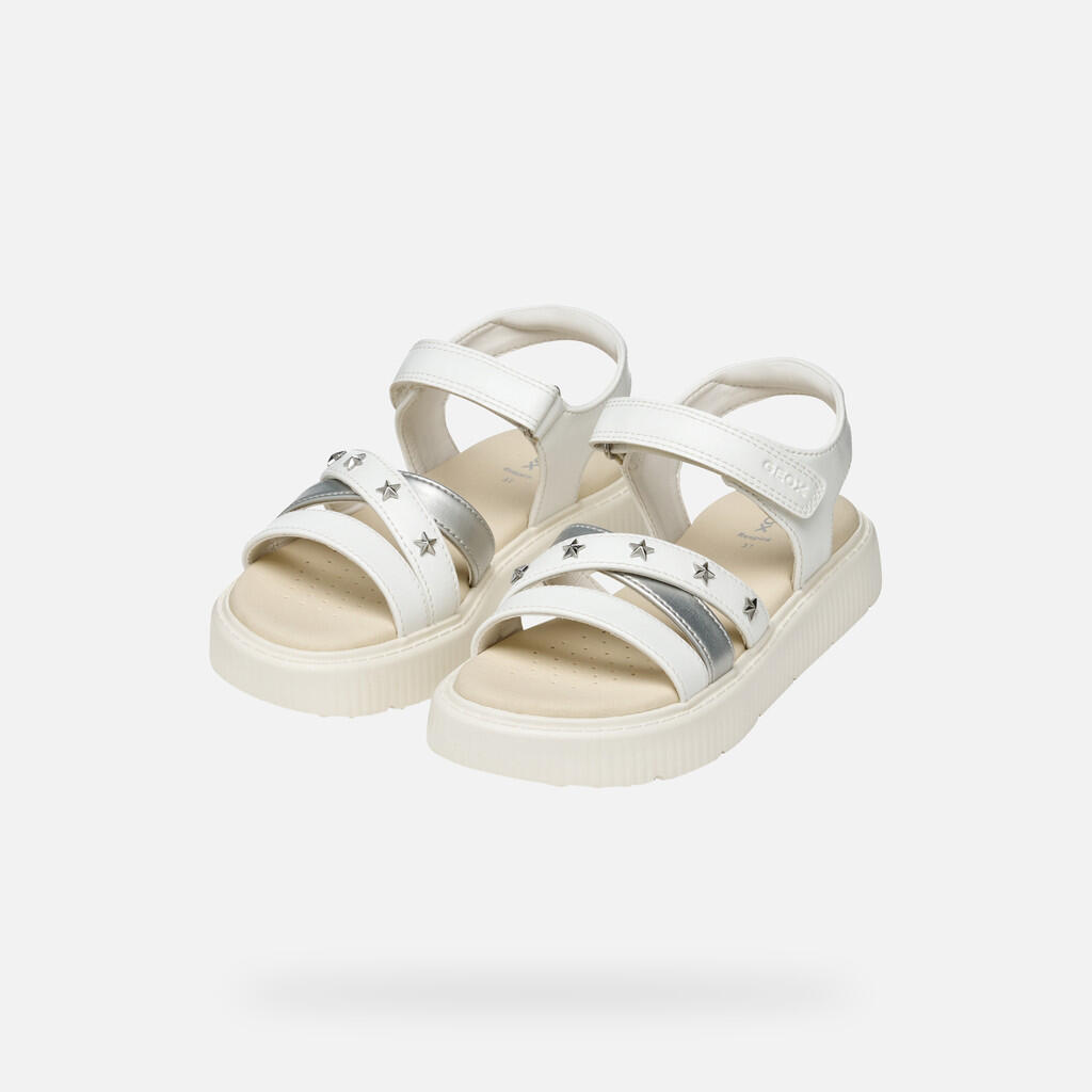 Sandales Fille J SANDAL KODETTE GIR Blanc/Argent 3/7