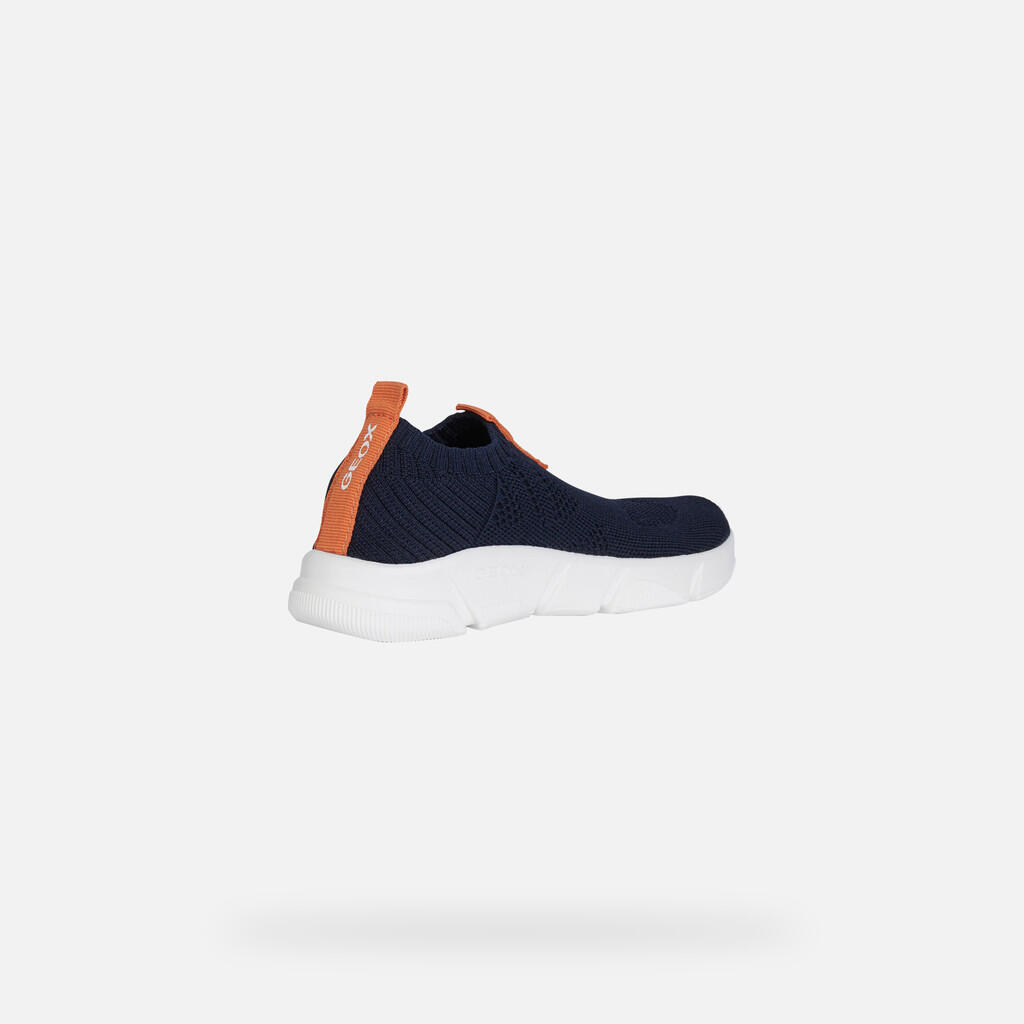 Baskets Garçon J ARIL BOY Bleu Marine/Orange 5/7