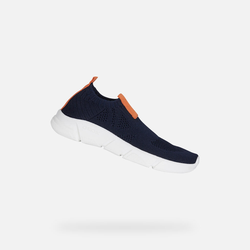 Geox - Baskets Garçon J Aril Boy Bleu Marine/orange - Baskets - Bleu|orange - Decathlon
