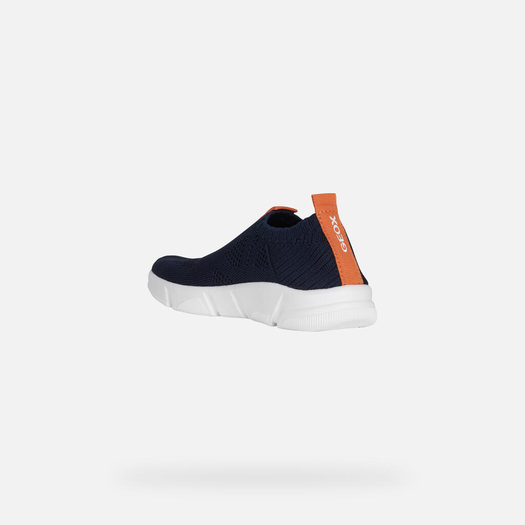 Baskets Garçon J ARIL BOY Bleu Marine/Orange 4/7
