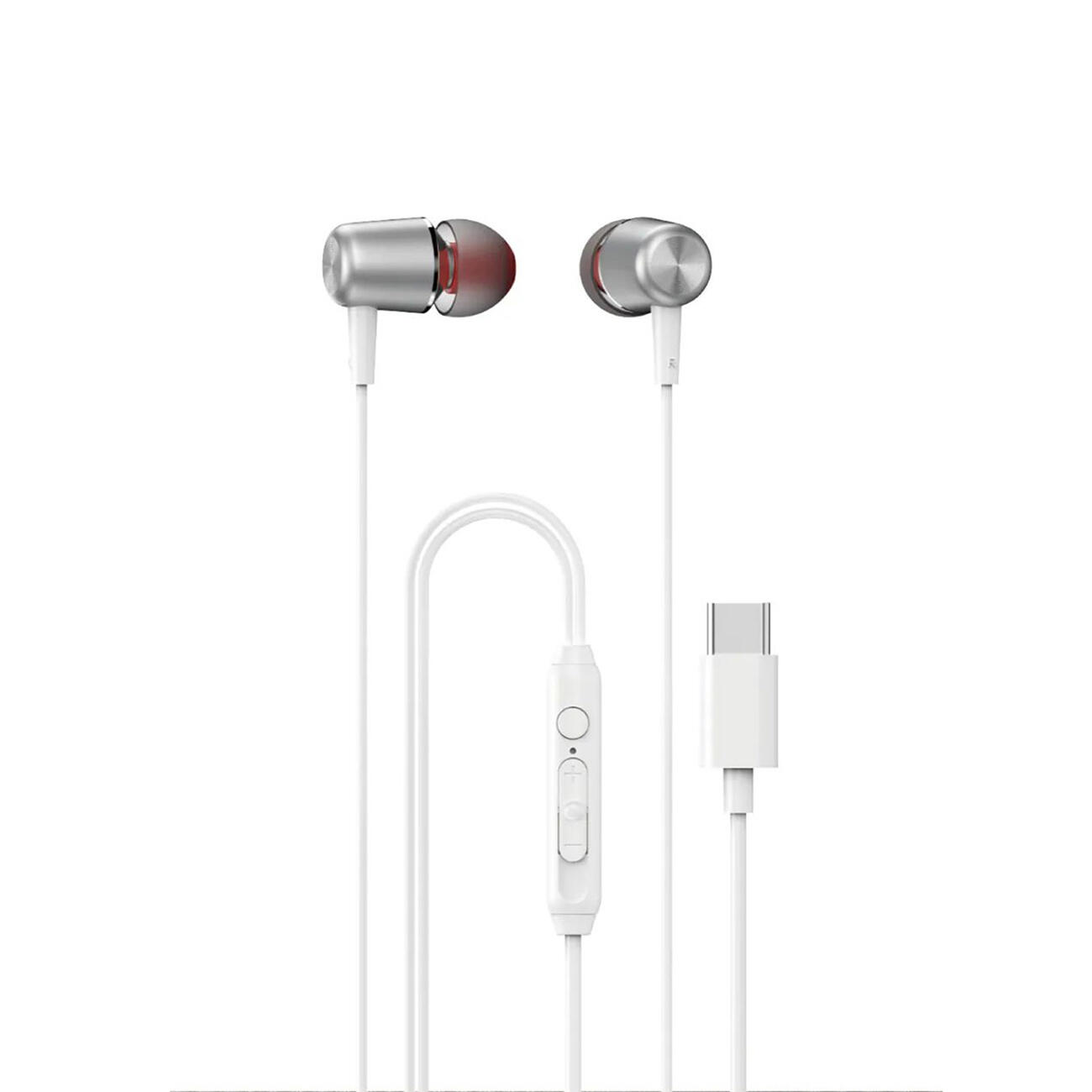 Słuchawki douszne przewodowe usb-c 1.2 m - białe