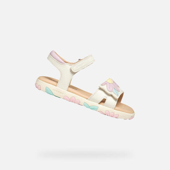 Sandales Fille J SANDAL HAITI GIRL Blanc/Rose