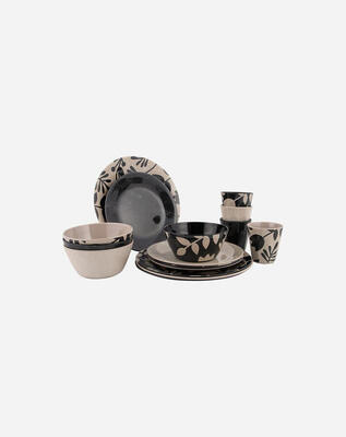 Bc servies mix&match 16dlg bei/zwa serviessets beige/zwart