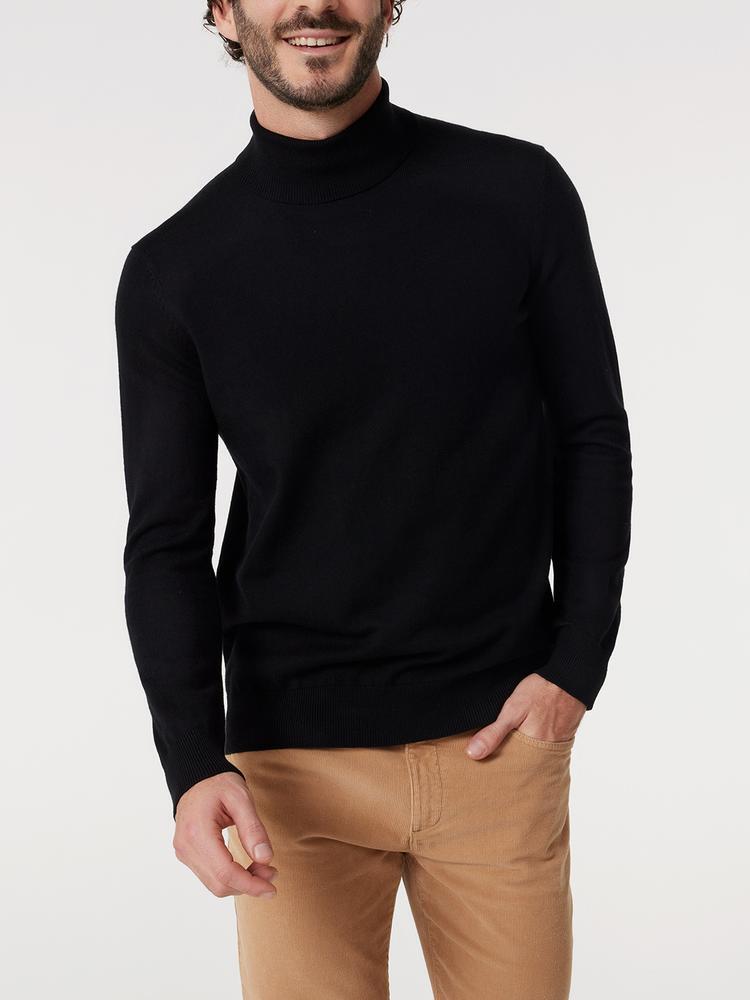 Pull col roulé Homme - MALIKROL Noir 3/5