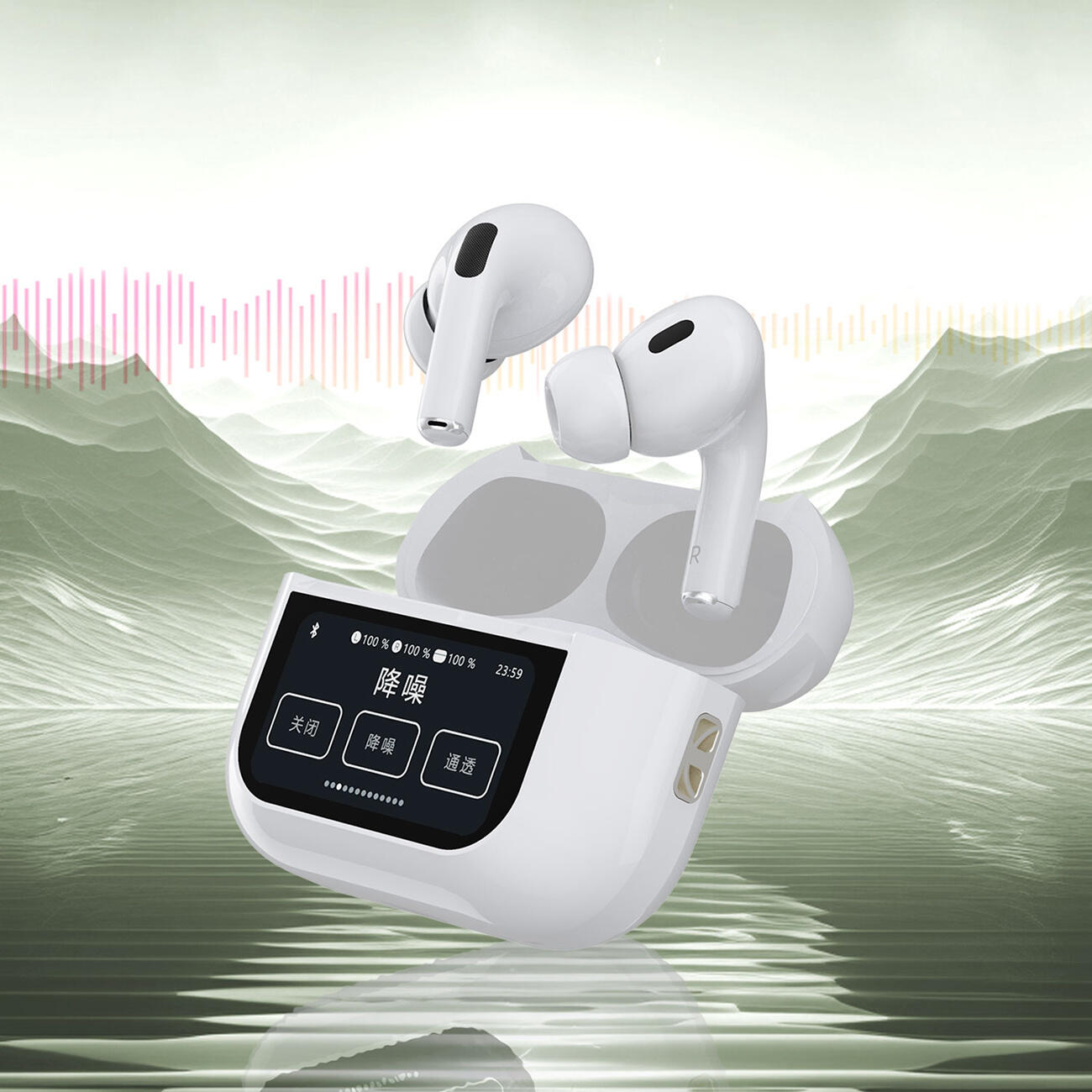 Słuchawki bezprzewodowe douszne u19 tws bluetooth 5.3 z wyświetlaczem led białe 4/7