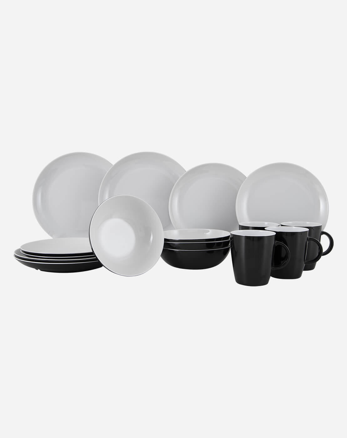 GIMEX Gimex Solid Line Geschirr Schwarz & Weiß 16-Teilig