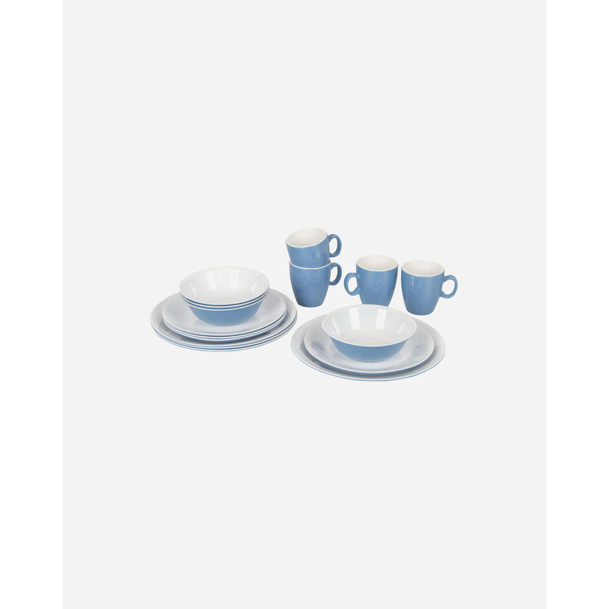 Bo-camp - Bo-camp - Vaisselle - Bicolore - Mélamine - 16 Pièces - Bleu/blanc - Assiette - Bleu - Taille Unique - Decathlon
