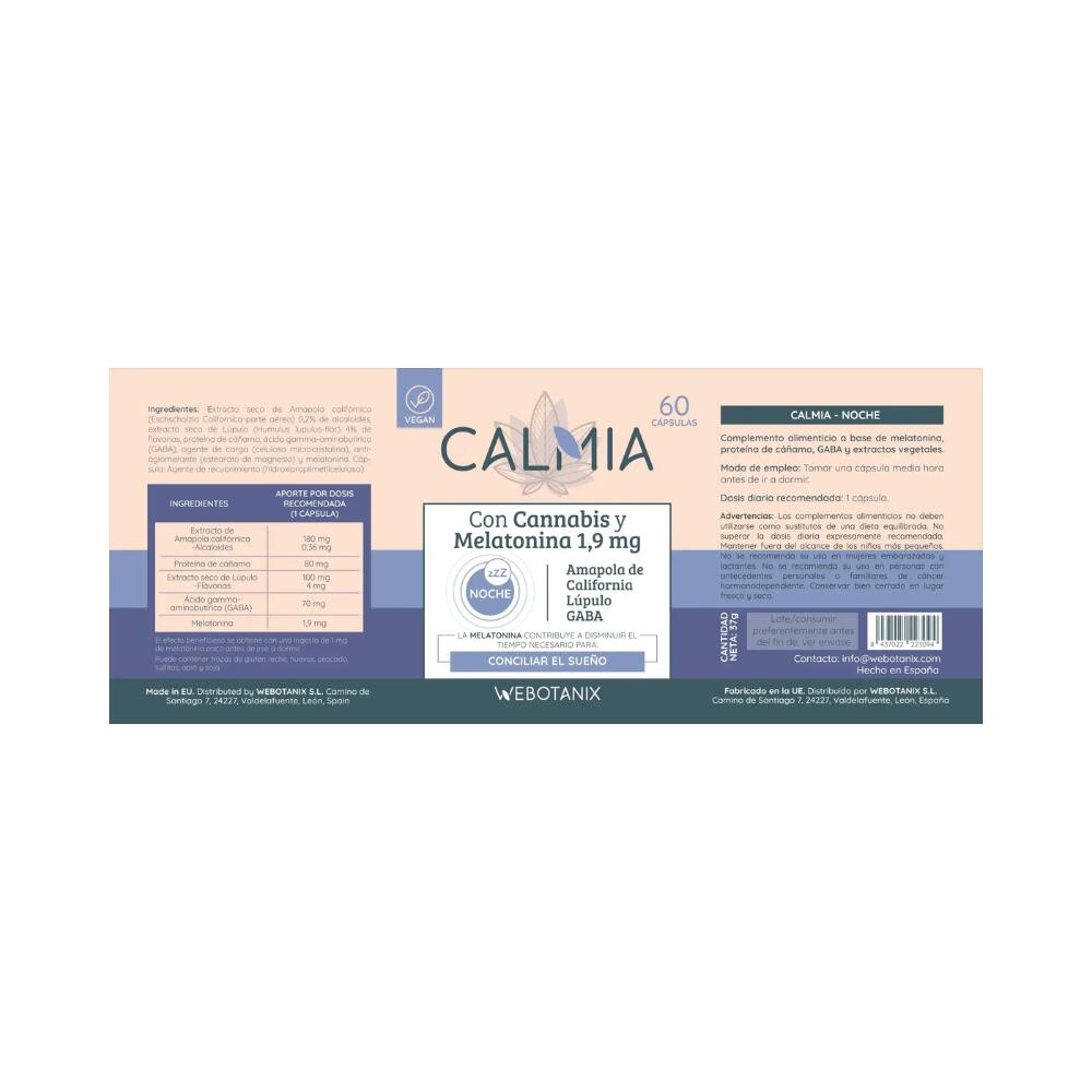 Calmia Night com Melatonina, GABA, Valeriana e Magnésio – 60 cápsulas 2/7