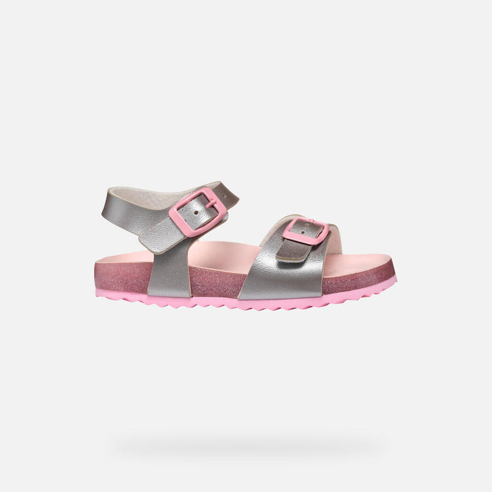 Sandały Geox Model J Adriel Girl Kolor Szary