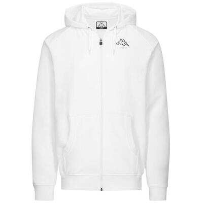 Felpa con cappuccio e zip da uomo in cotone bianco da sportivo