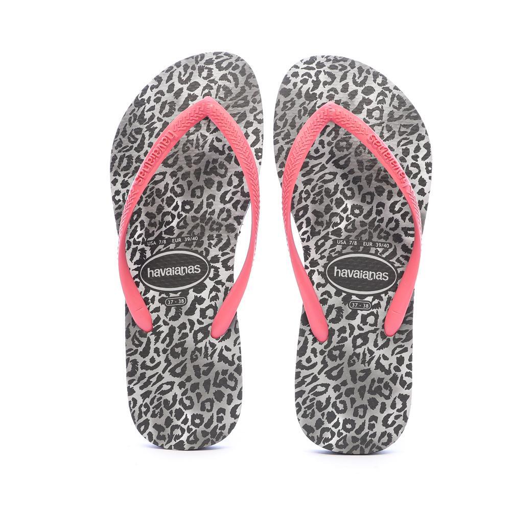 Havaianas Slim Leopard Zehentrenner Grau/Rosa für Damen 3/3