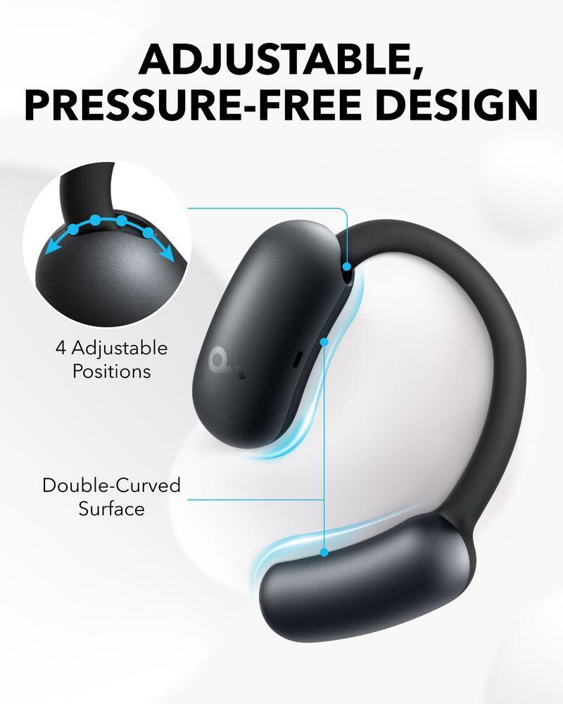 soundcore AeroFit 2 Adjustable Open-Ear Wireless Earbuds, Midnight