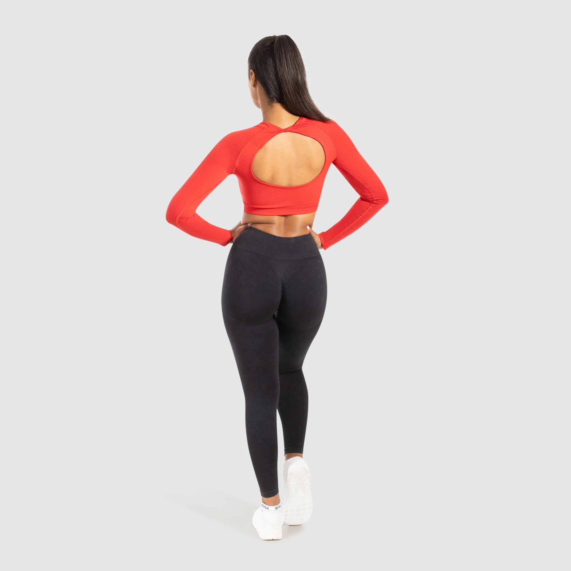 Damen Crop Longsleeve Bethy Rot 3/5