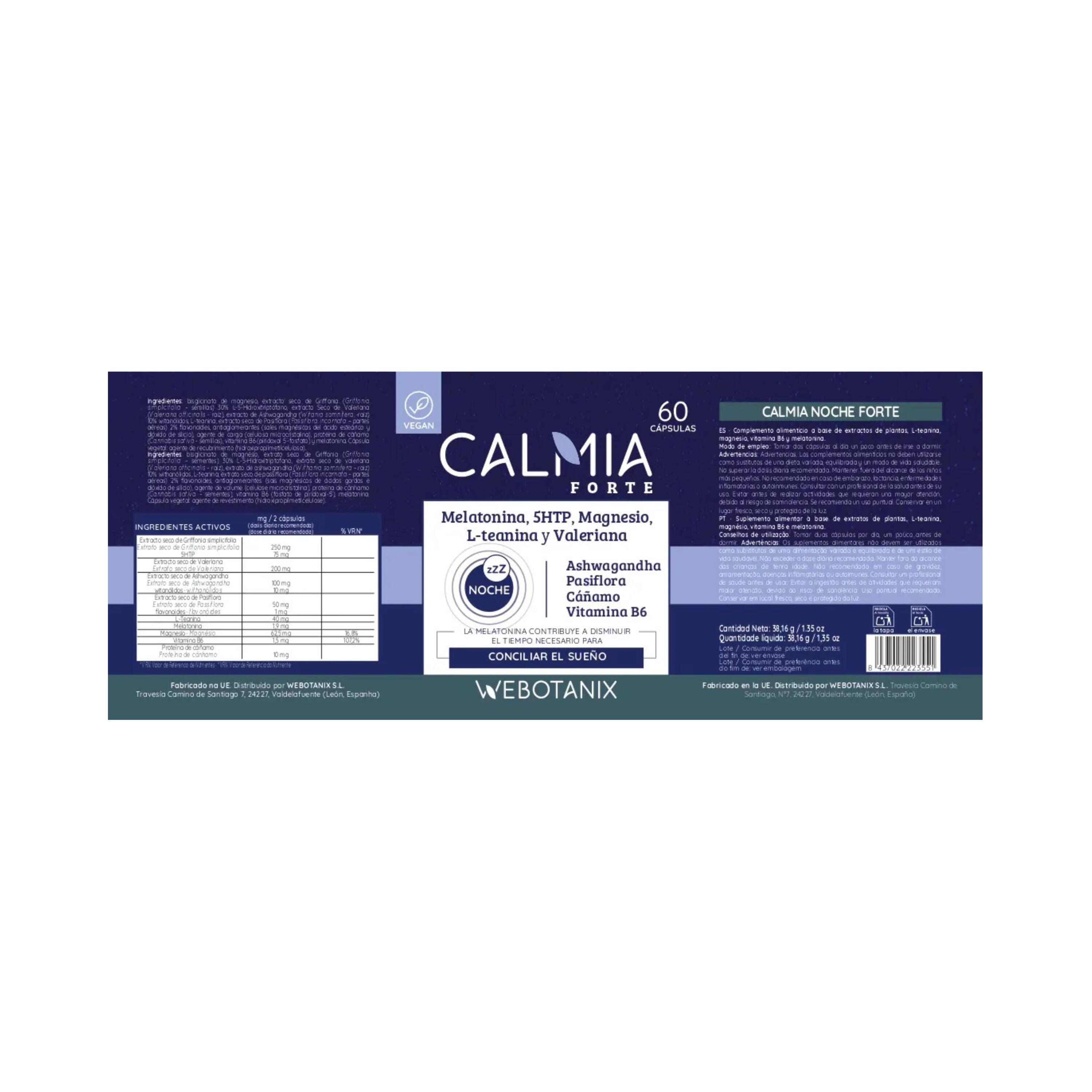 Calmia Night Forte com 5-HTP, Melatonina, Magnésio e L-Teanina – 60 cápsulas 2/7