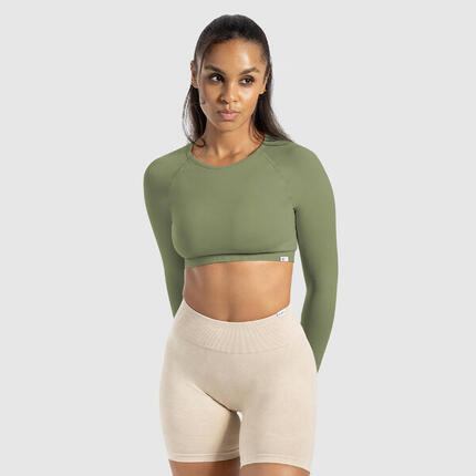 Damen Crop Longsleeve Bethy Khaki
