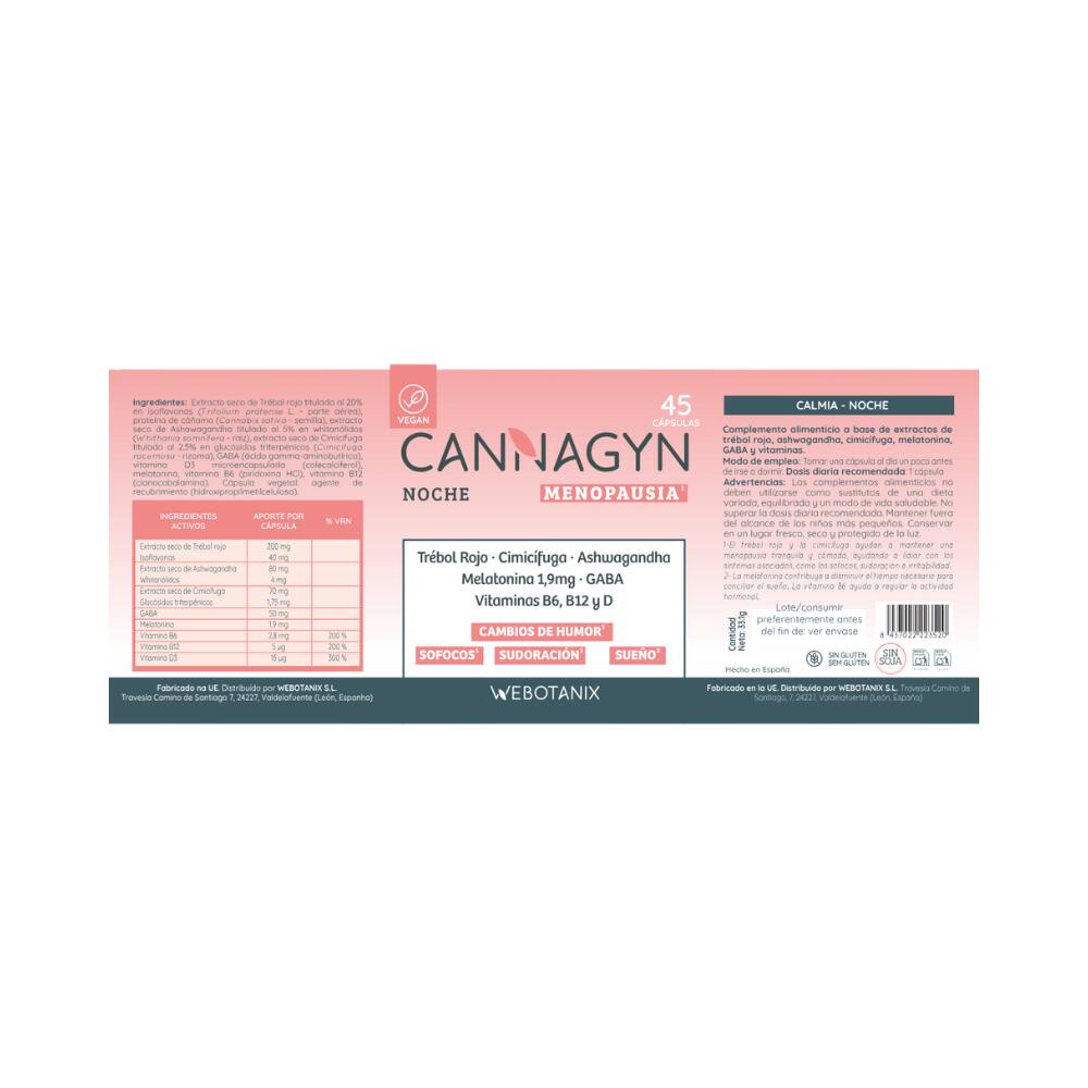 Cannagyn Night Menopause com Trevo Vermelho Cimicifuga e Melatonina 45 cápsulas 2/6