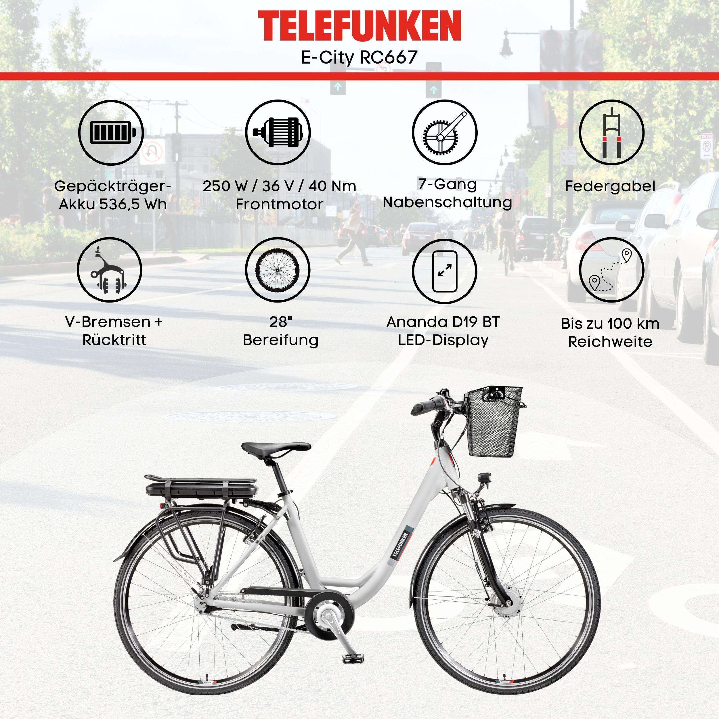 E-Bike RC667 28 Zoll 7-Gang Pedelec City Elektrofahrrad Rücktrittbremse weiß 5/7