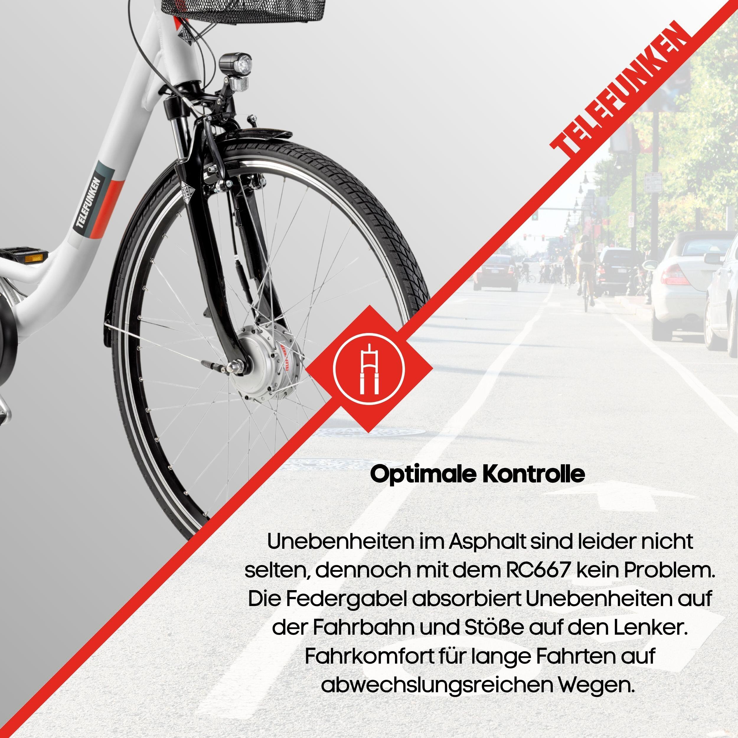 E-Bike RC667 28 Zoll 7-Gang Pedelec City Elektrofahrrad Rücktrittbremse weiß 6/7