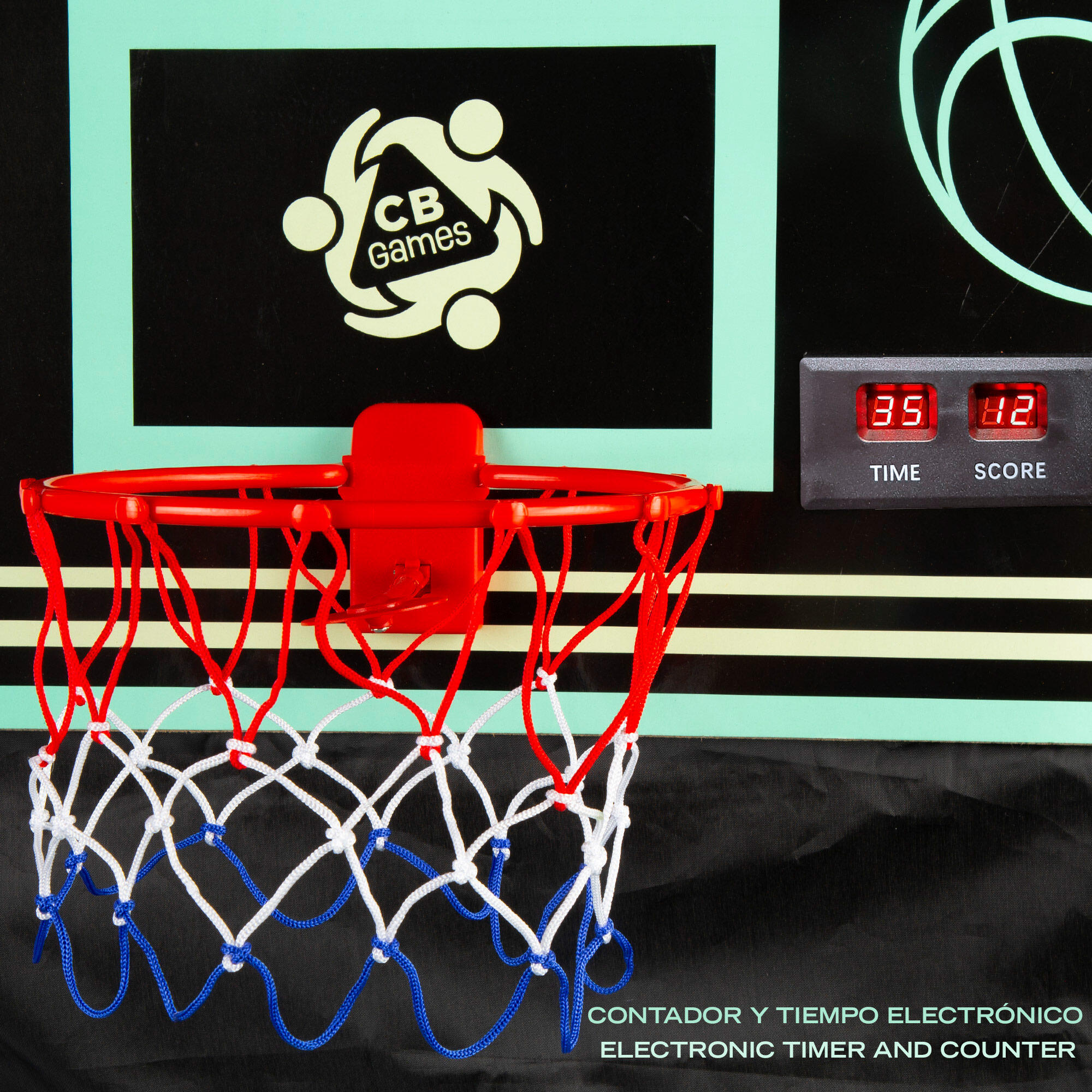 Cesta de basquete com quadro de retorno e placar eletrônico CB Games 3/7