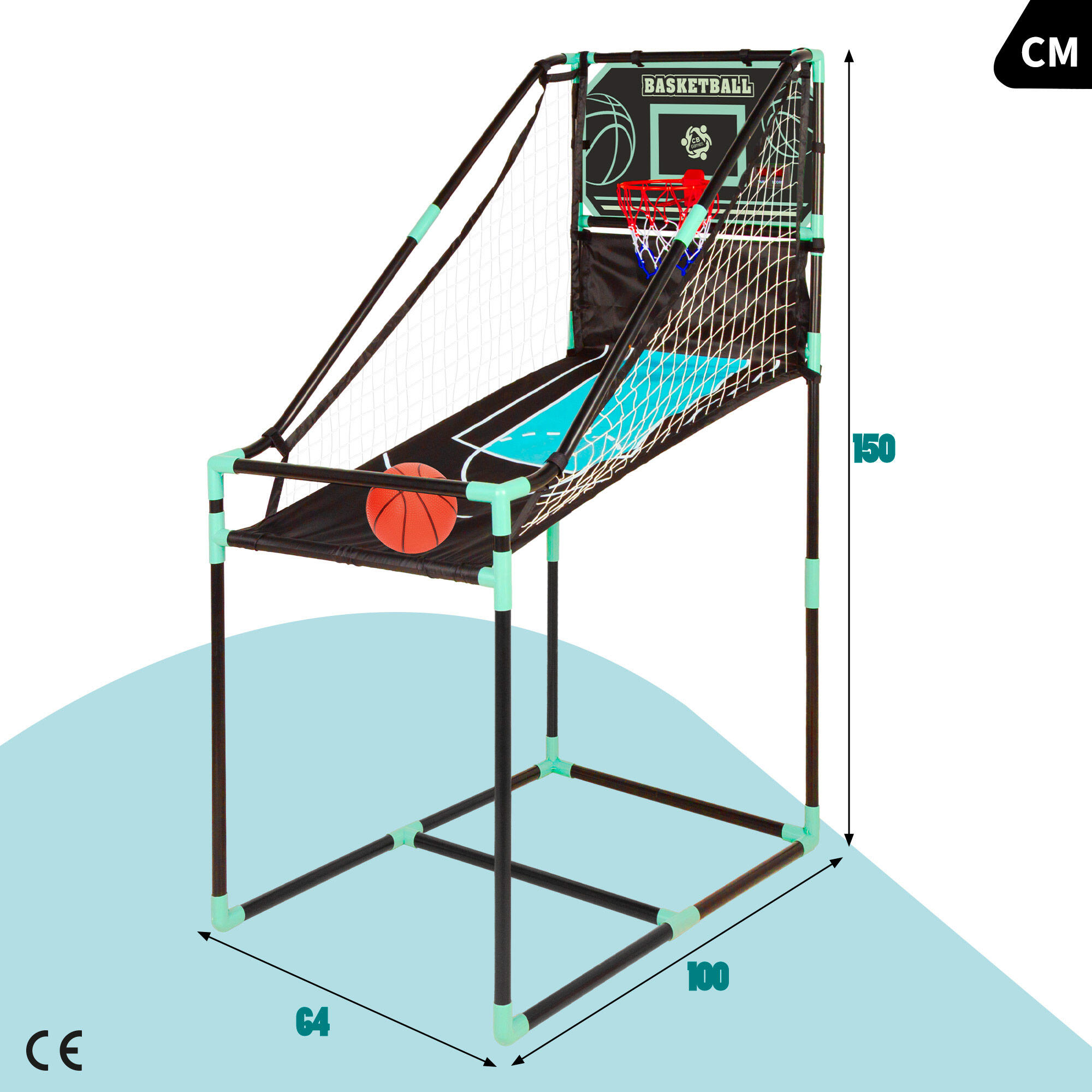 Cesta de basquete com quadro de retorno e placar eletrônico CB Games 4/7