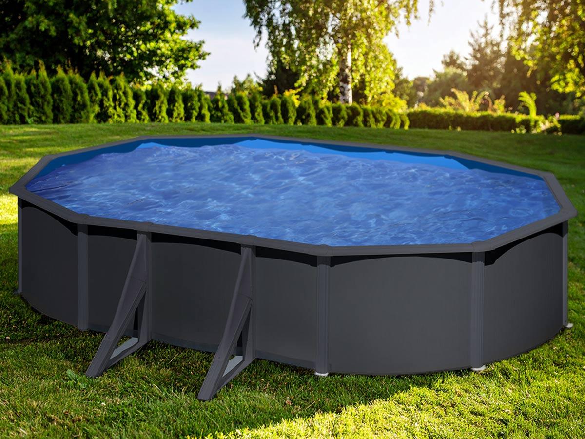 Piscina elevada Gre Ovalada antracita 120cm de altura 500x300x120 2/7