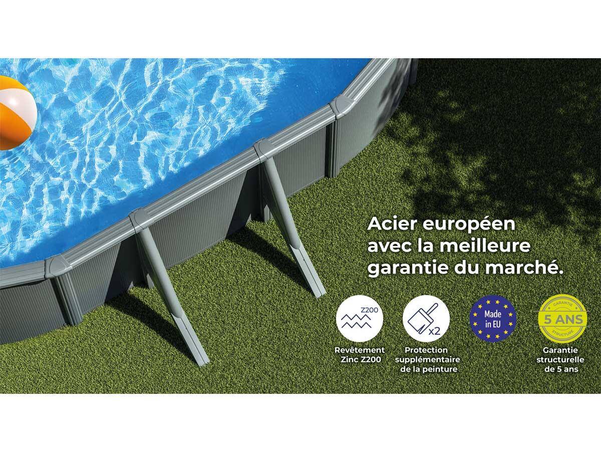 Erhöhtes Ovales Schwimmbecken Gre Anthrazit 132 cm Höhe 610x375x132 5/7