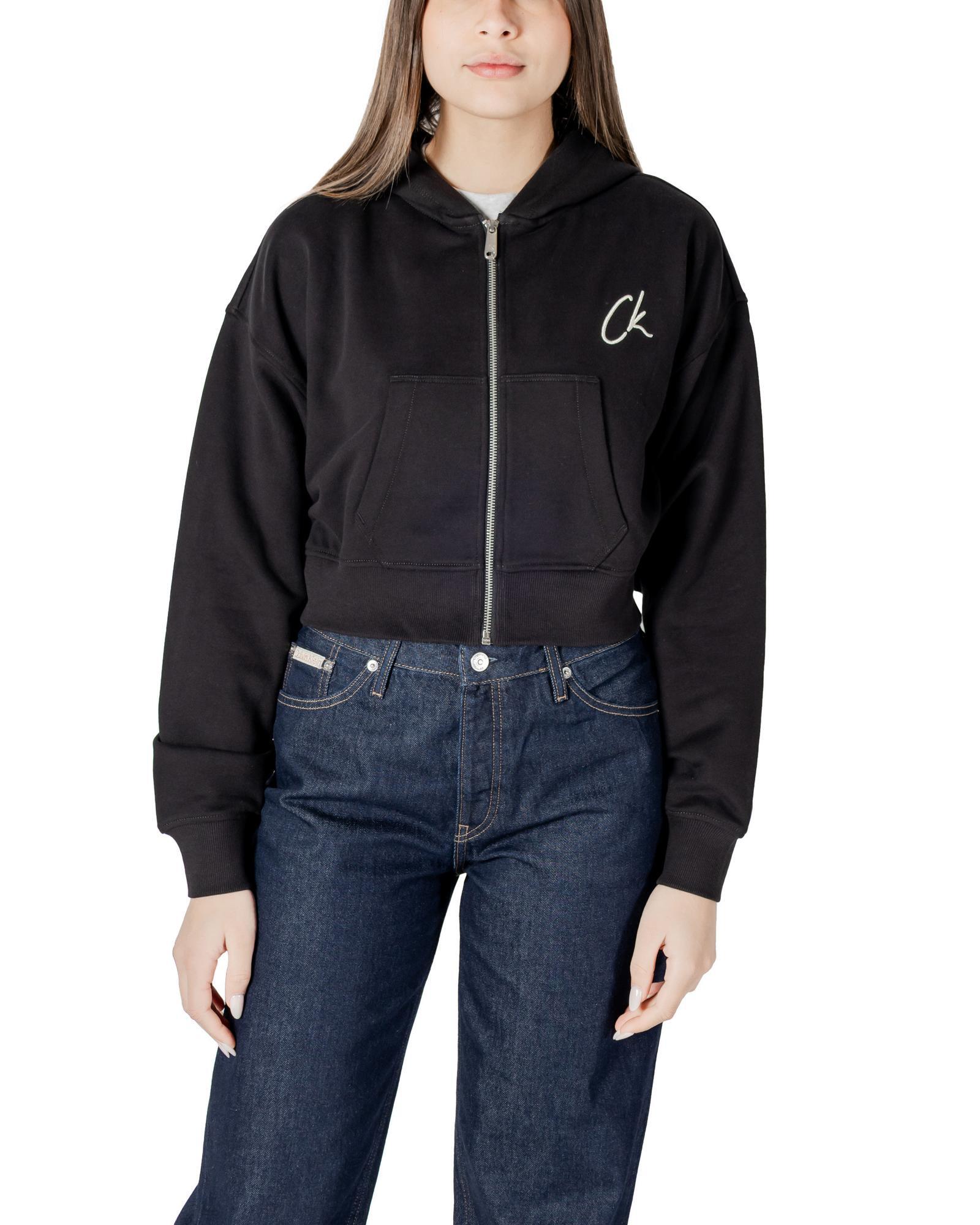 Calvin Klein Jeans Zip-Up Hooded Sweatshirt with Front Pockets