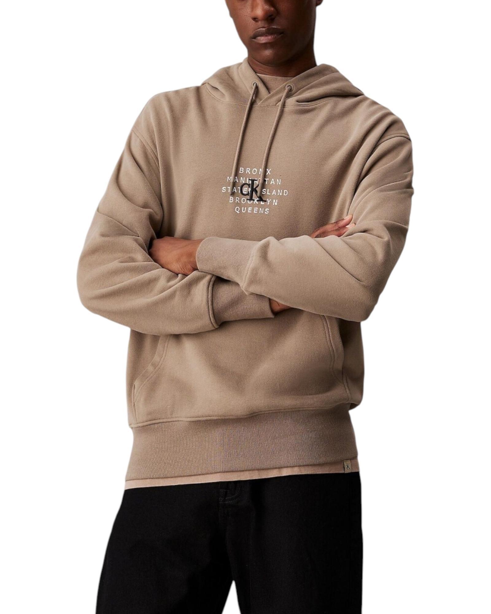 Calvin Klein Jeans Hooded Sweatshirt with Single Pocket and Round Neck