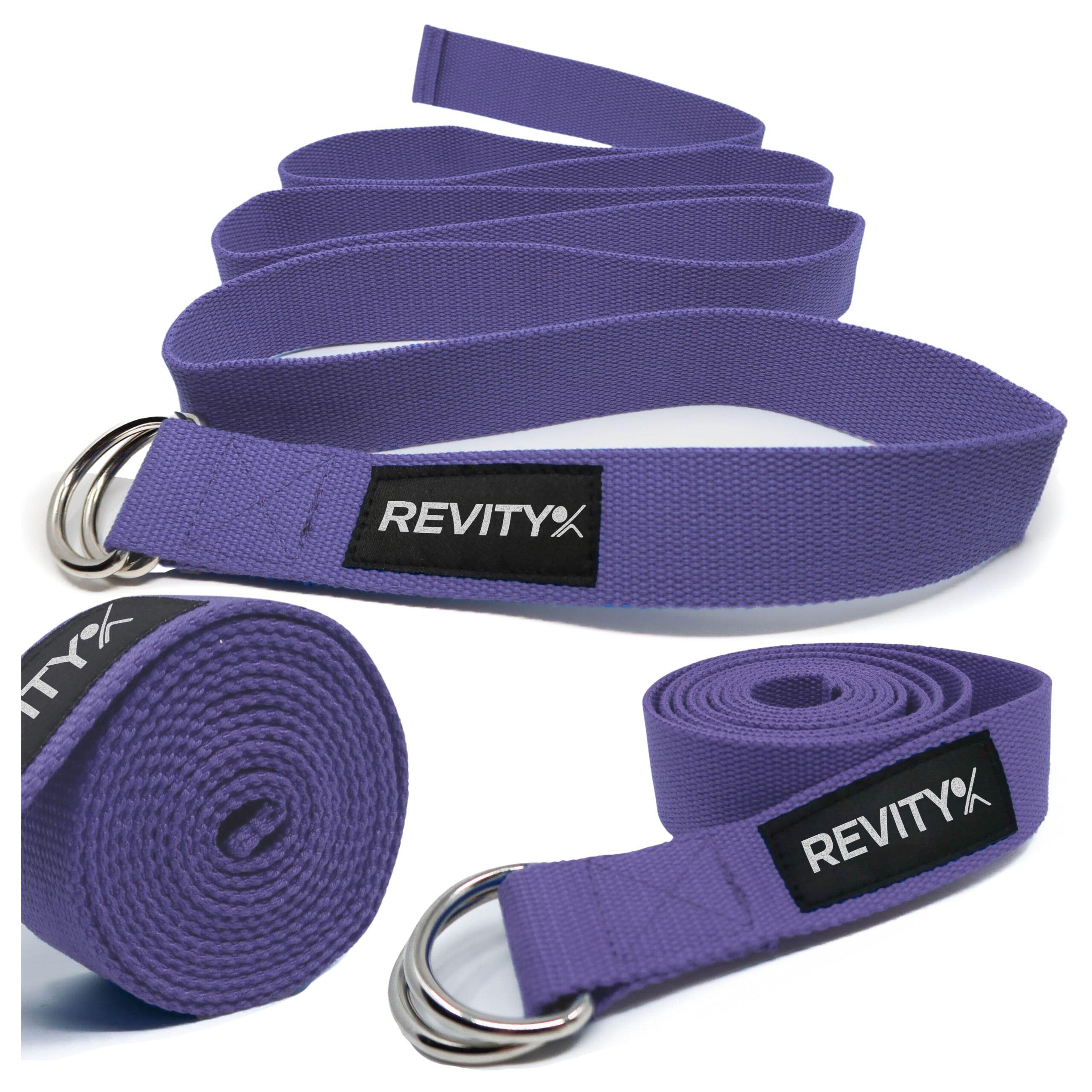 Pasek do jogi i pilatesu Revity fioletowy 200 x 3.8 cm