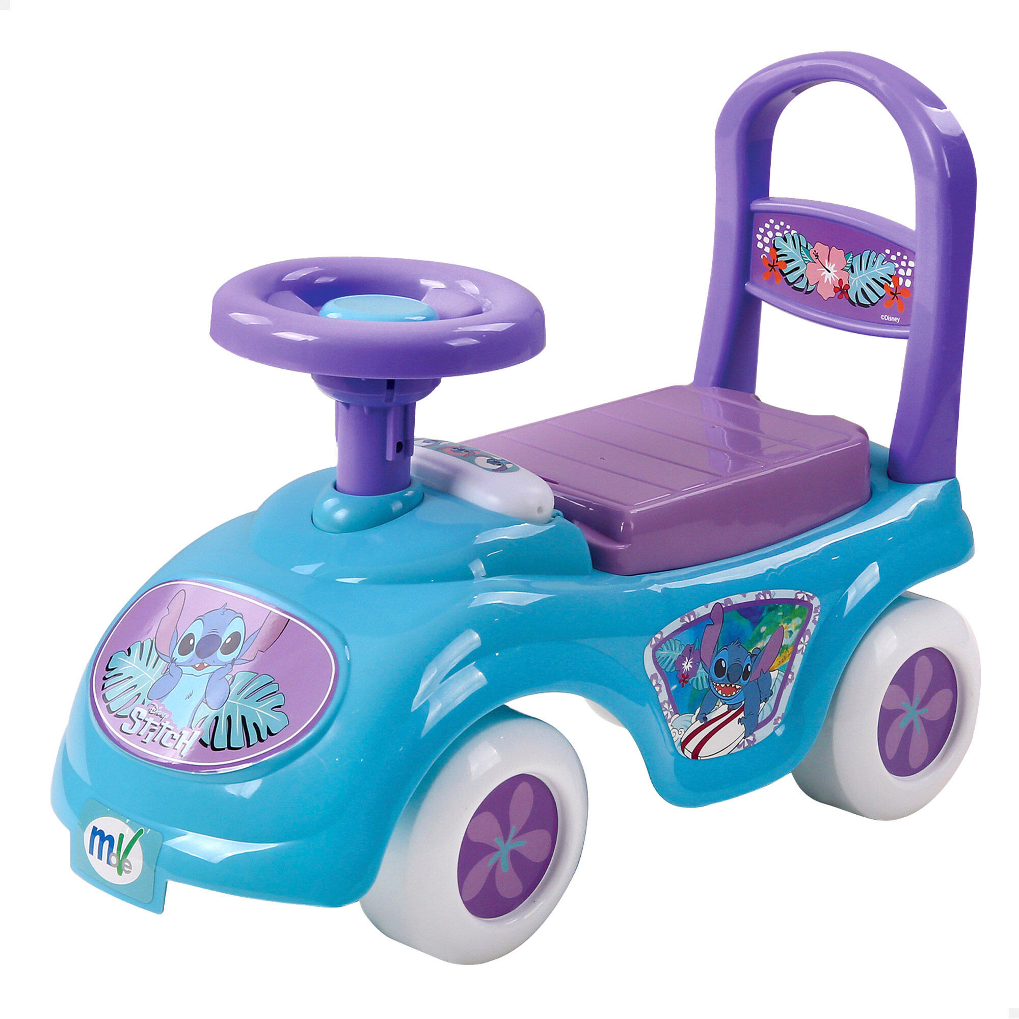 Stitch ride-on com telefone, buzina e arrumação