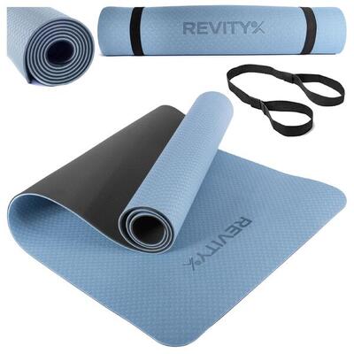 Tappetino yoga fitness 183×61×06 cm blu piano allenamento PDF REVITY