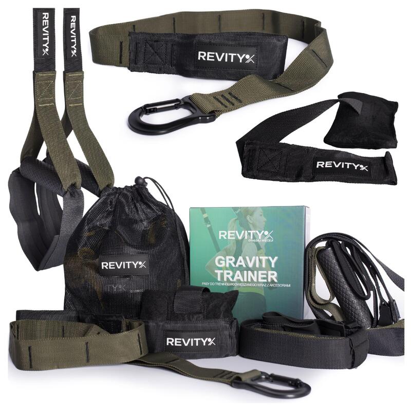 Taśmy do ćwiczeń TRX Gravity Trainer podwieszane pasy treningowe khaki-czarny