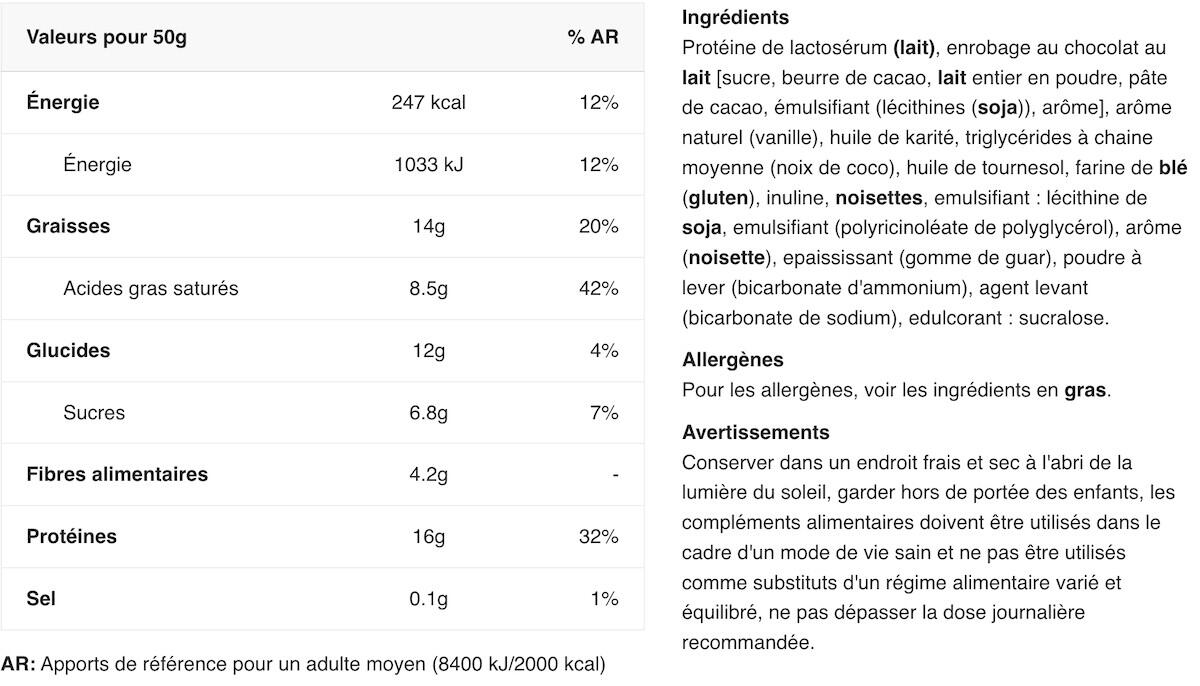 Barres protéinées - Recovery Bar 32% Protein - Noisette 2/5