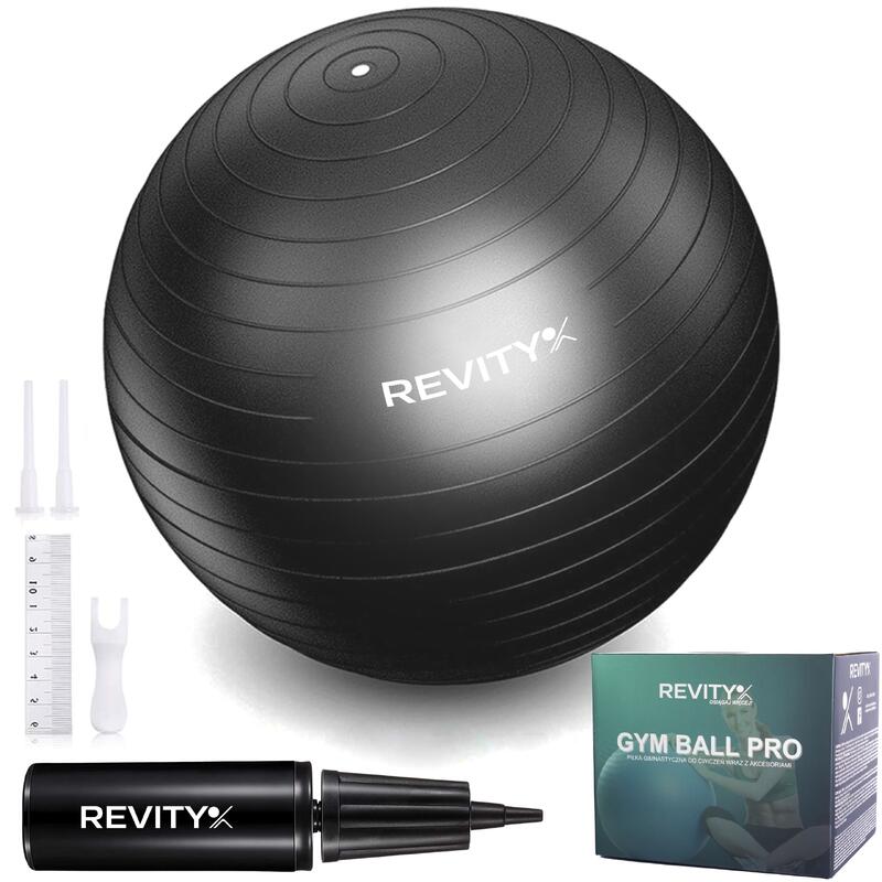 Piłka fitness do ćwiczeń gimnastyczna rehabilitacyjna Gym Ball czarna 55-75 CM 1
