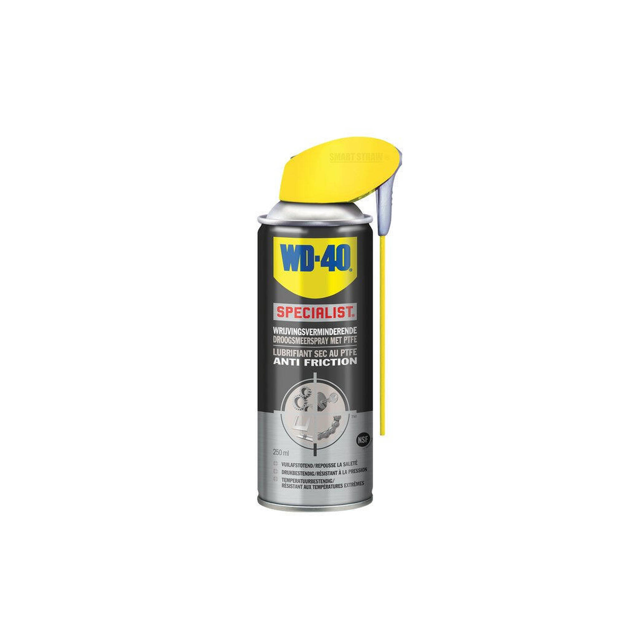Wd40 - Spray De Lubrification Sèche Avec Ptfe - 250 Ml - Bombe Anti-crevaison - Incolore|jaune - 250 Ml - Decathlon