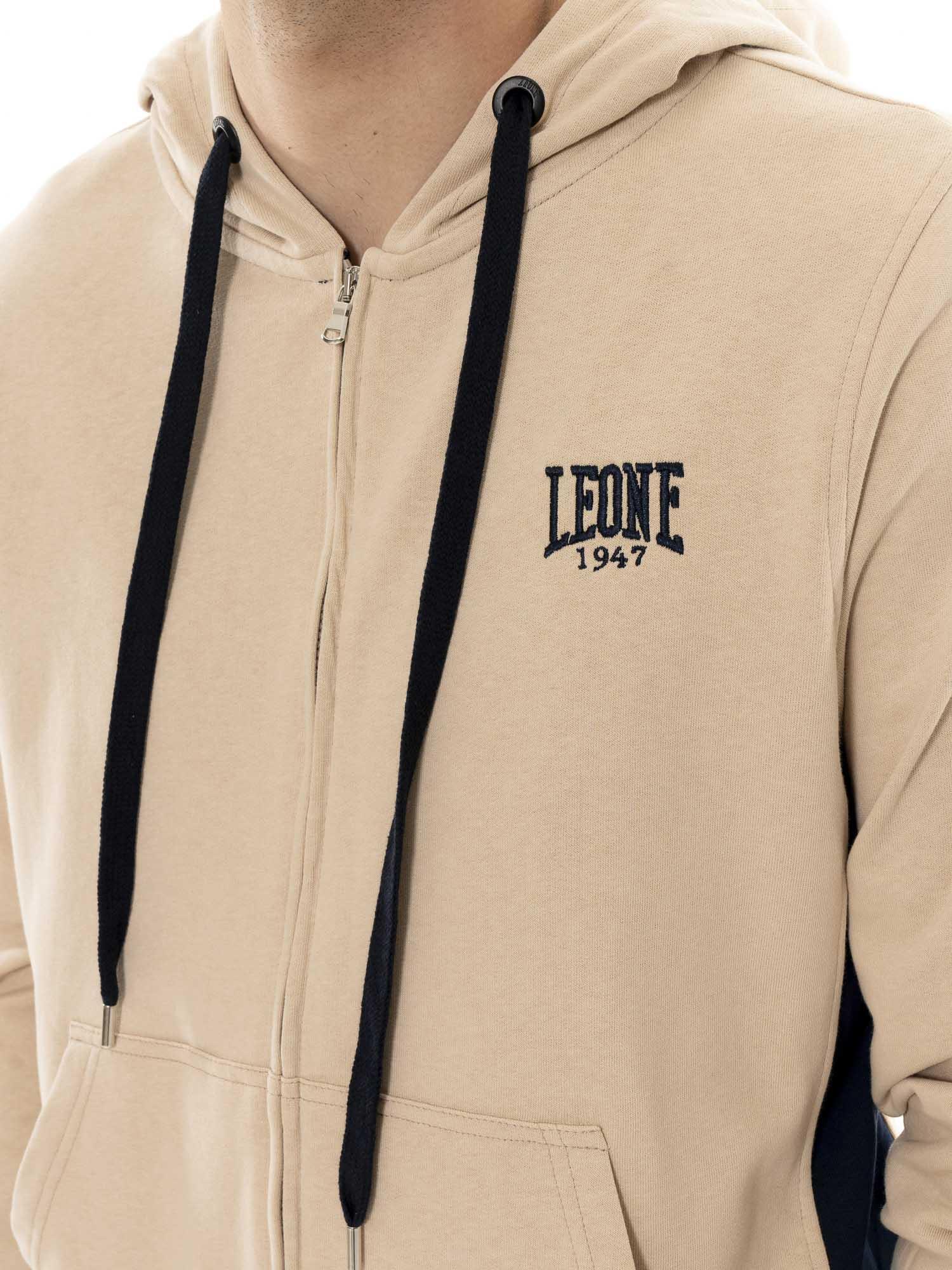 Felpa da uomo con cappuccio e zip in cotone non garzato Leone Easy 3/5
