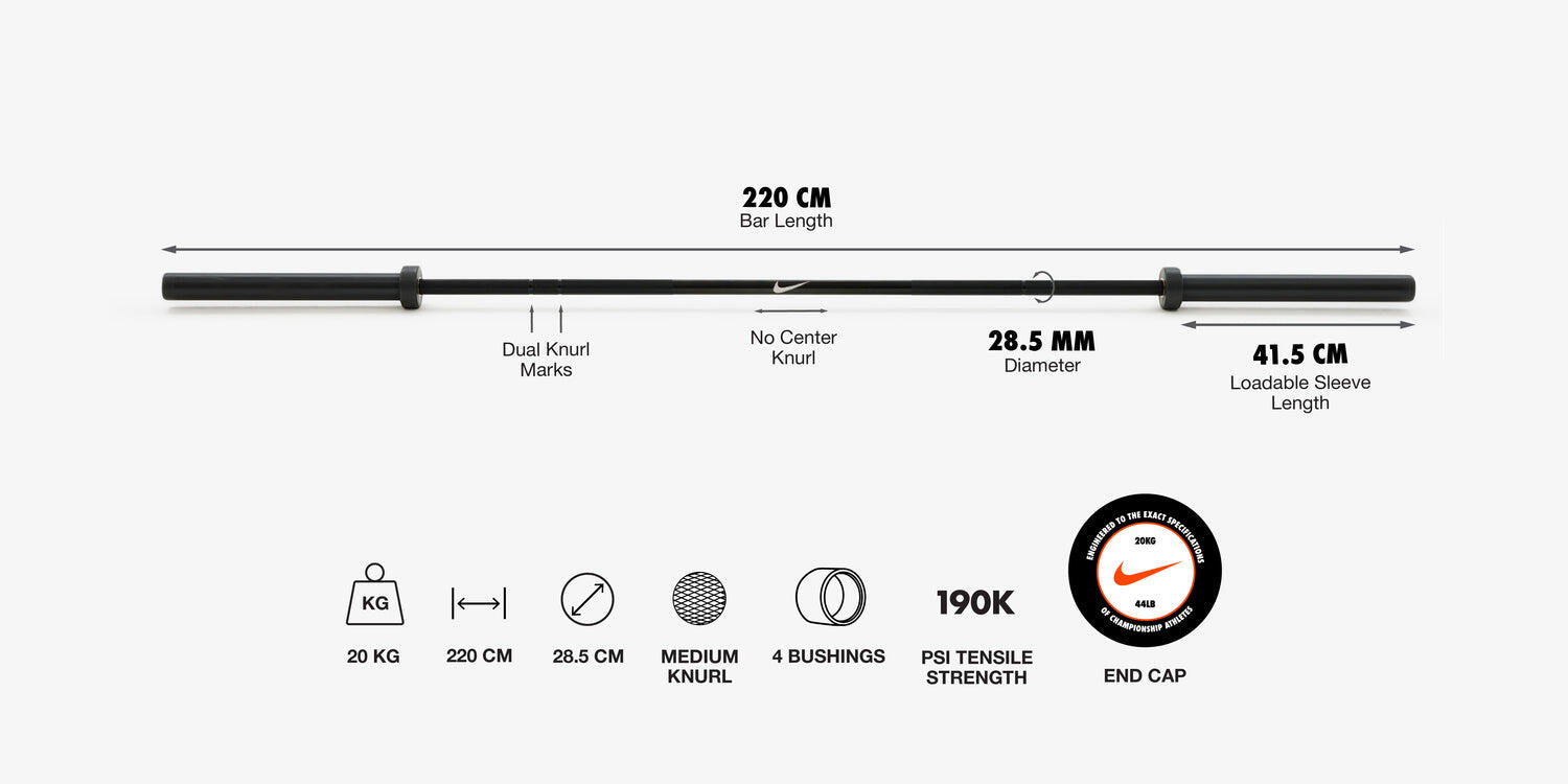 Gryf Nike Barbell — 15 kg Czarny Chrom 6/6