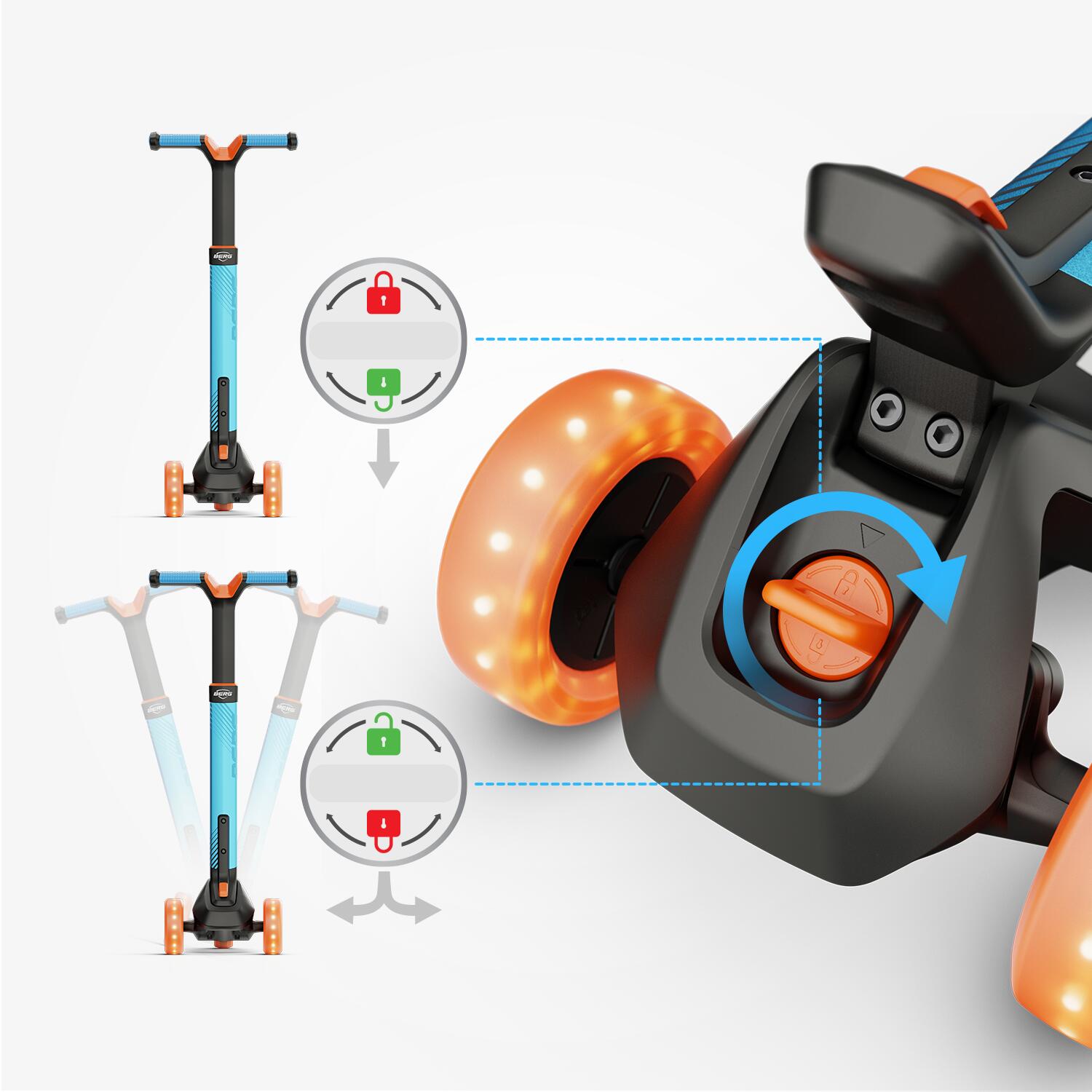 Trottinette pour Enfants, 2+ Ans, Pliable, LED-Deck, Nexo Bleu 3/7