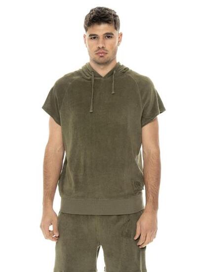 Felpa smanicata da uomo in cotone spugna Leone Natural