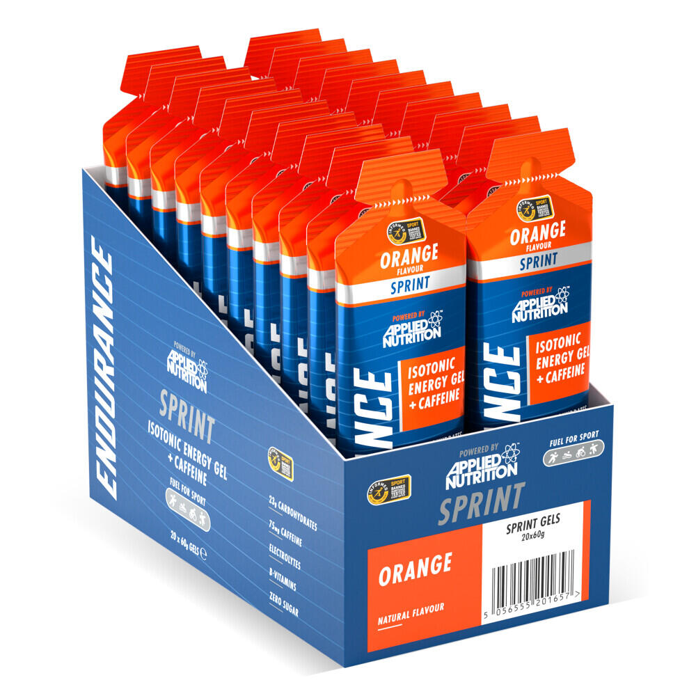 Applied Nutrition - Gels Énergétiques - Sprint Isotonic Energy Gel + Caffeine - Orange - Dosette Isotonique - Decathlon