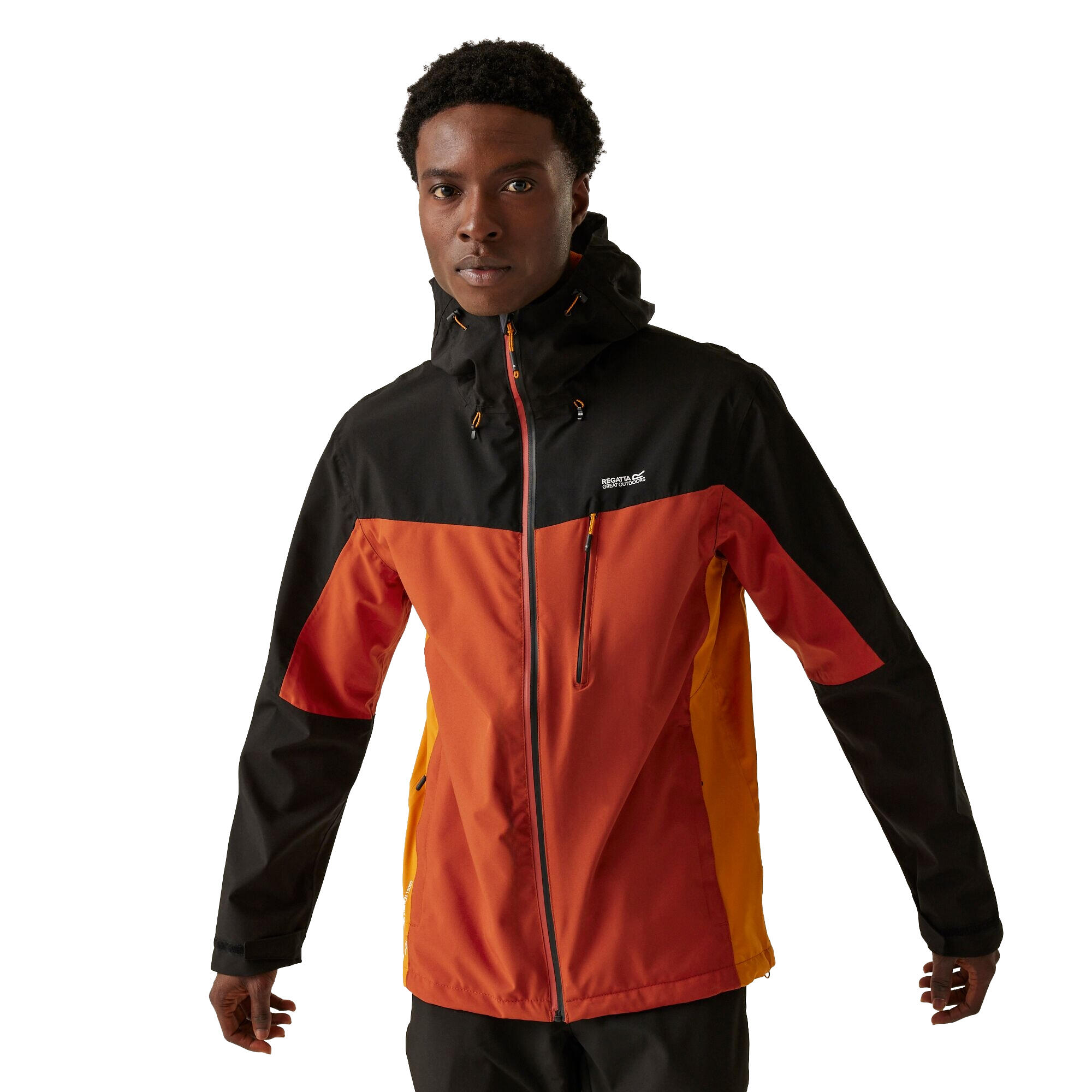 Mens Birchdale Waterproof Hooded Jacket (Red Ochre/Black) 4/5