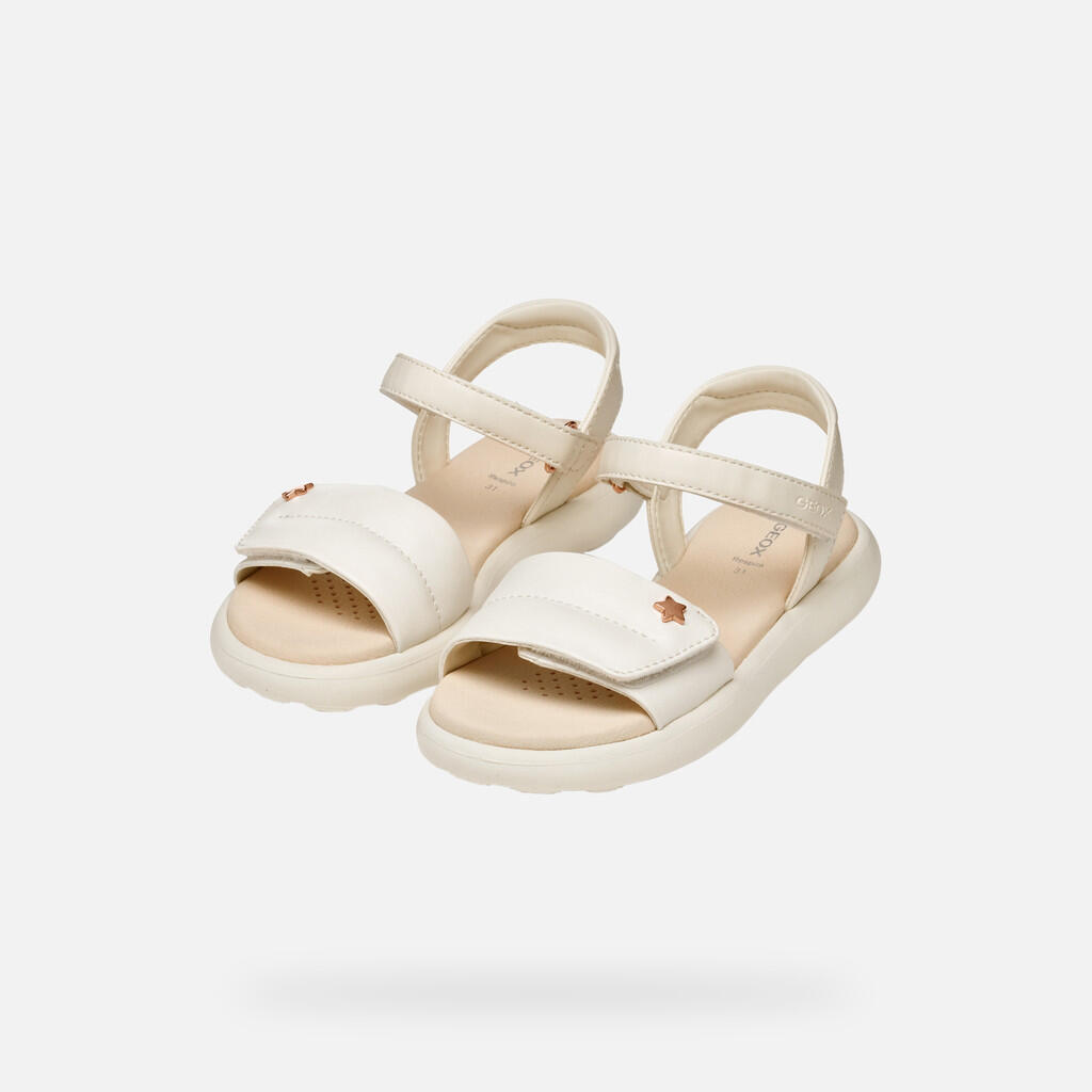 Sandales Fille J SANDAL PUFFYPOP GI Ivoire Clair 3/7