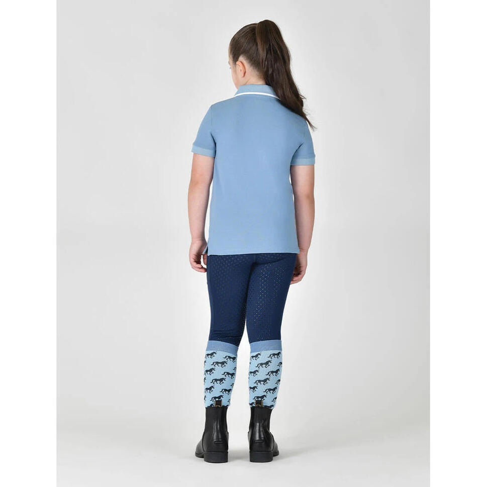 Koszulka polo do jazdy konnej dziewczęca z bawełny pikowanej Dublin