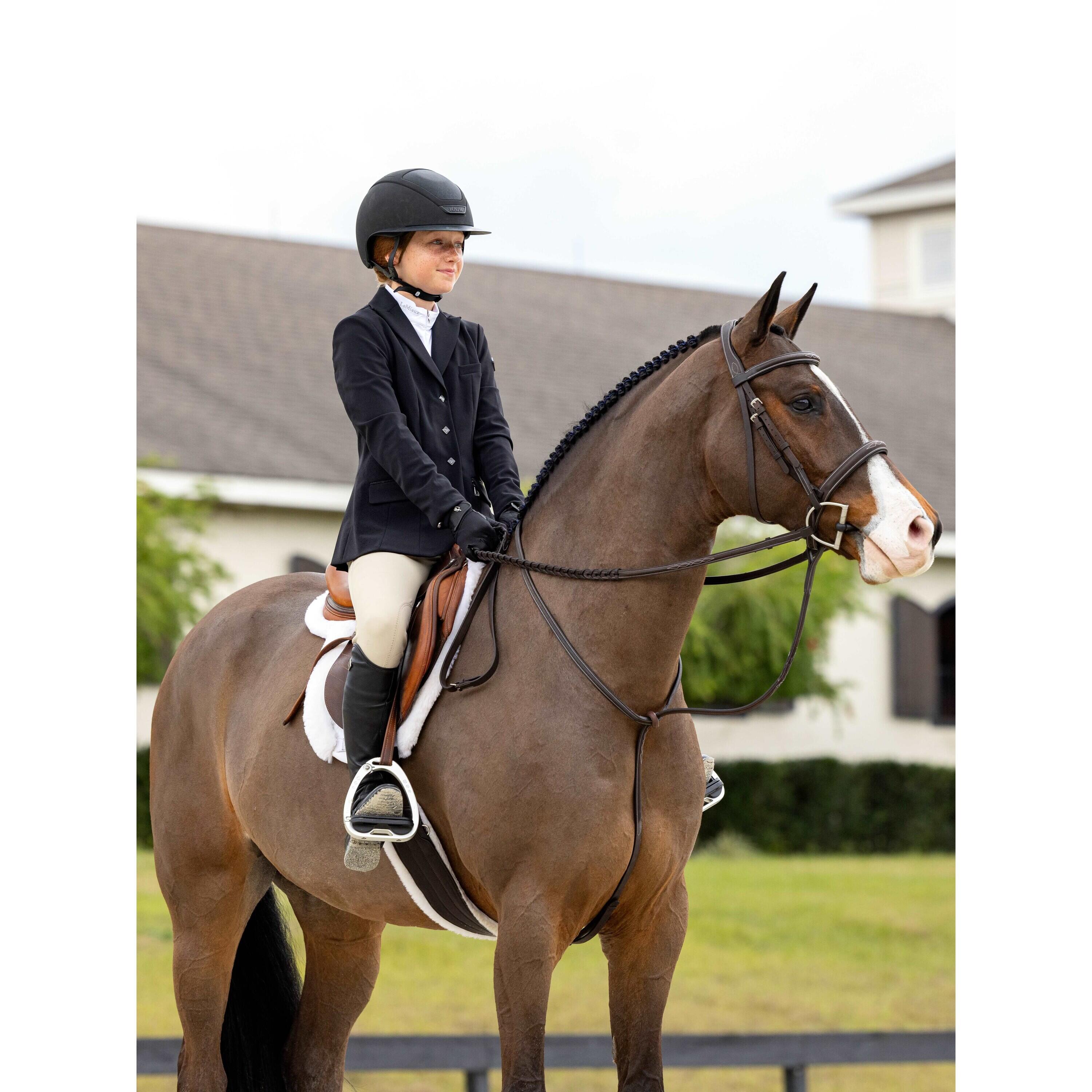 Paardrijhoofdstel met stiksel en gevlochten teugels LeMieux Hunter 4/5