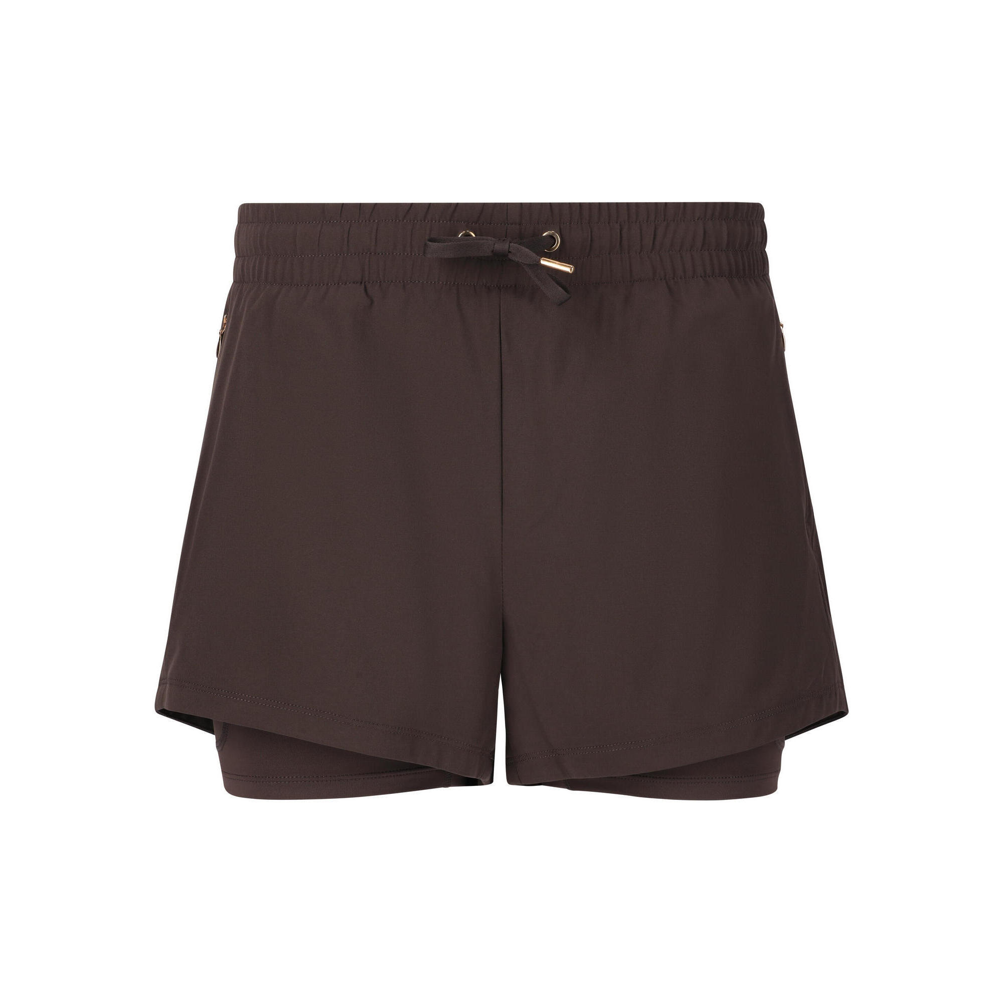 Athlecia - Short Femme Athlecia Timmie V2 - Shorty De Running - Beige|marron|noir - Decathlon