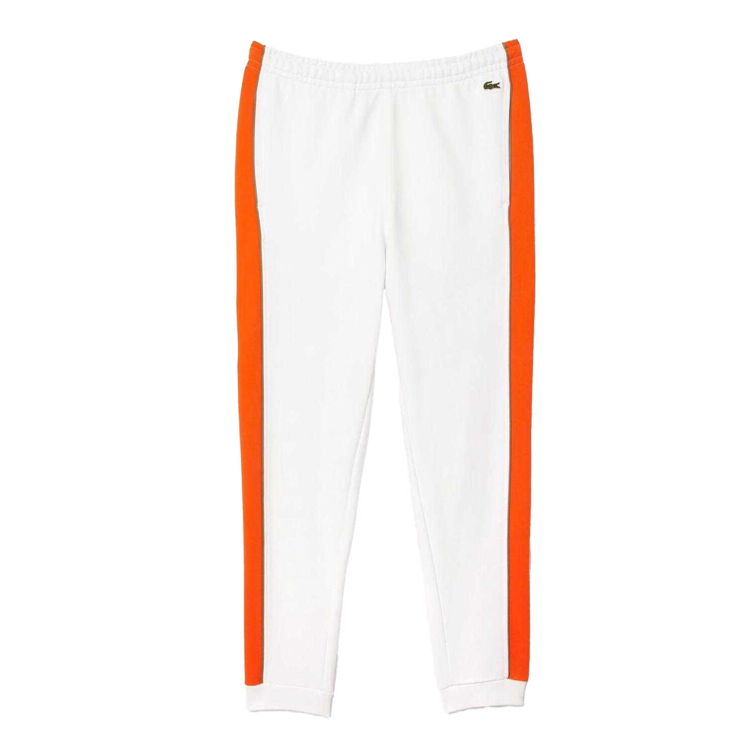 LACOSTE Mens Tapered Leg Jogging Bottoms (White/Orange)