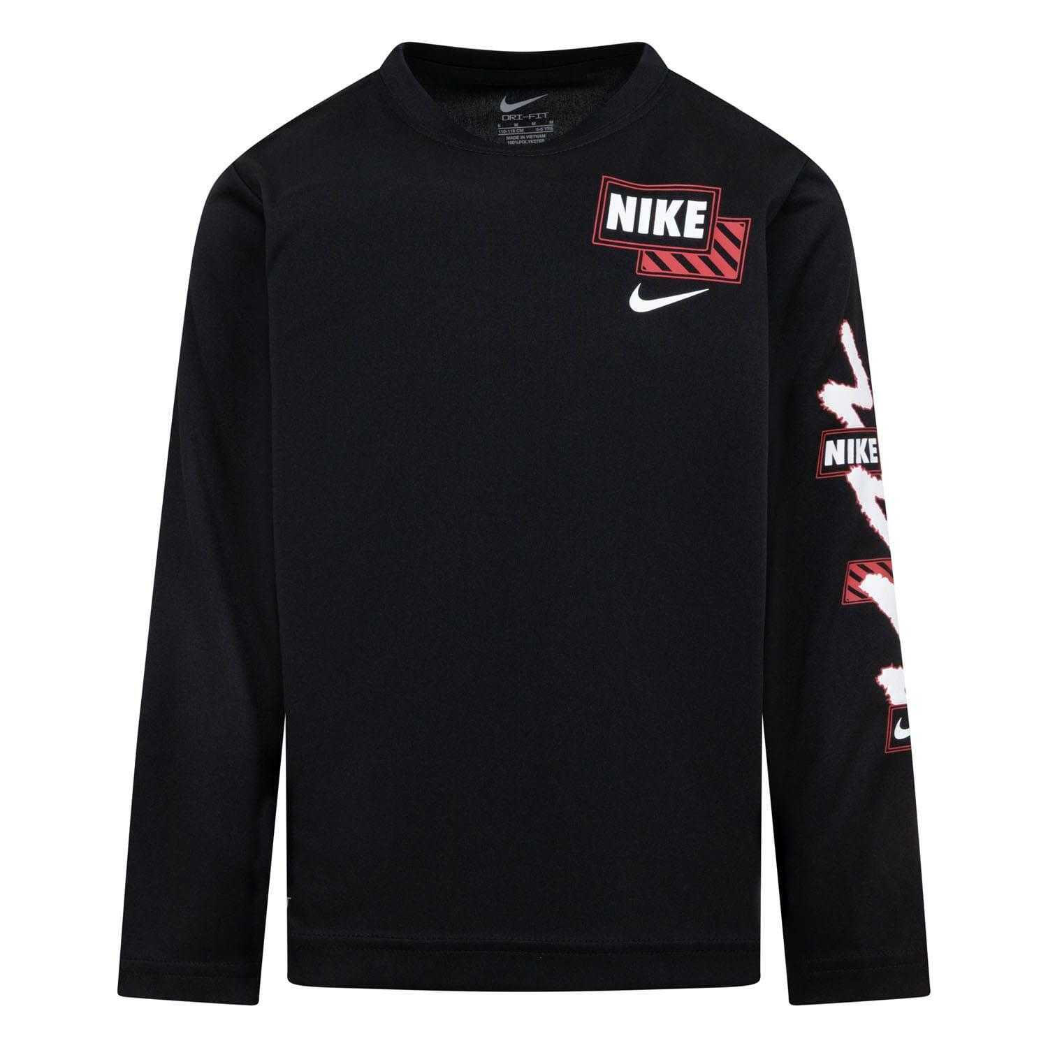 NIKE Maglietta Scarabocchio Logo Manica Lunga Bambini Nike Nero