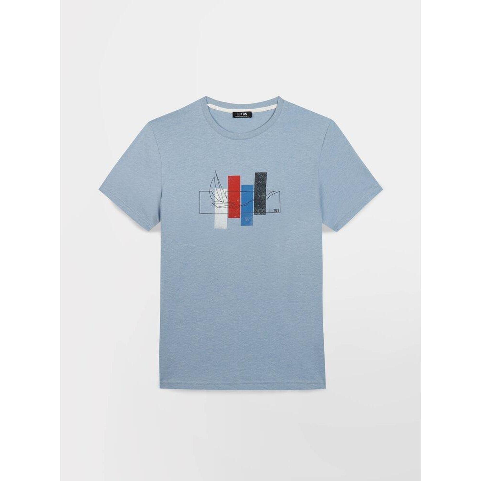 Tbs - T-shirt Homme Nahimtee Manches Courtes Bleu - 60% Coton, 40% Polyester - Sous Maillot Manche Courte - Bleu - Decathlon
