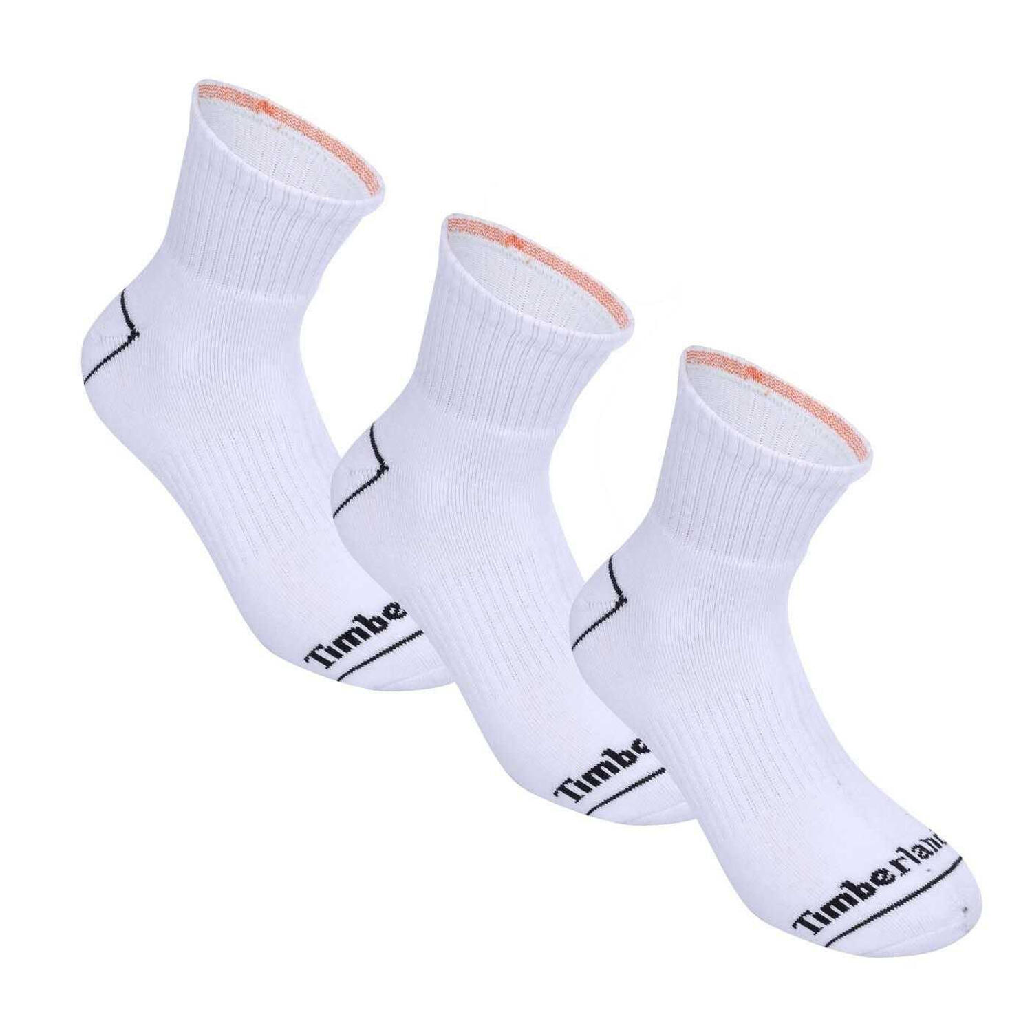 TIMBERLAND Mens Bowden Quarter Socks (Pack of 3) (White)