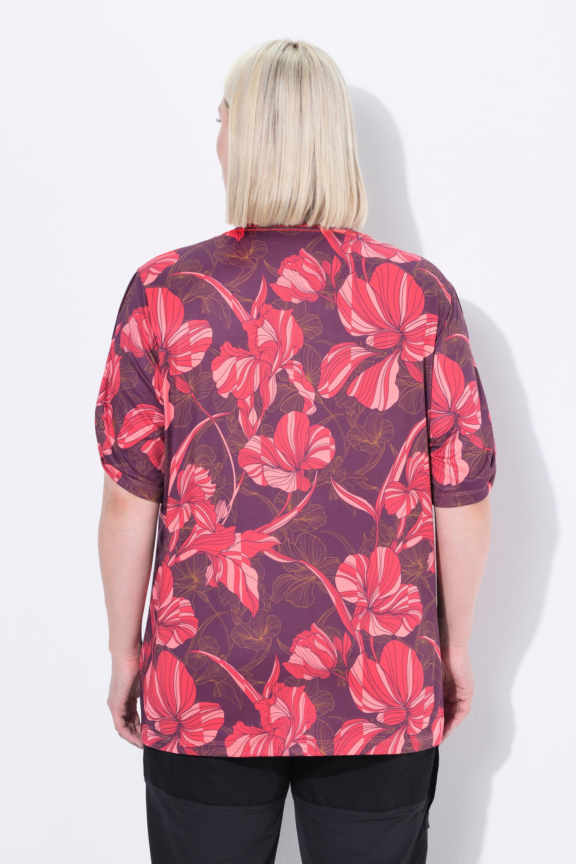 Femme T-shirt technique à fleurs décolleté en V et manches courtes 2/6